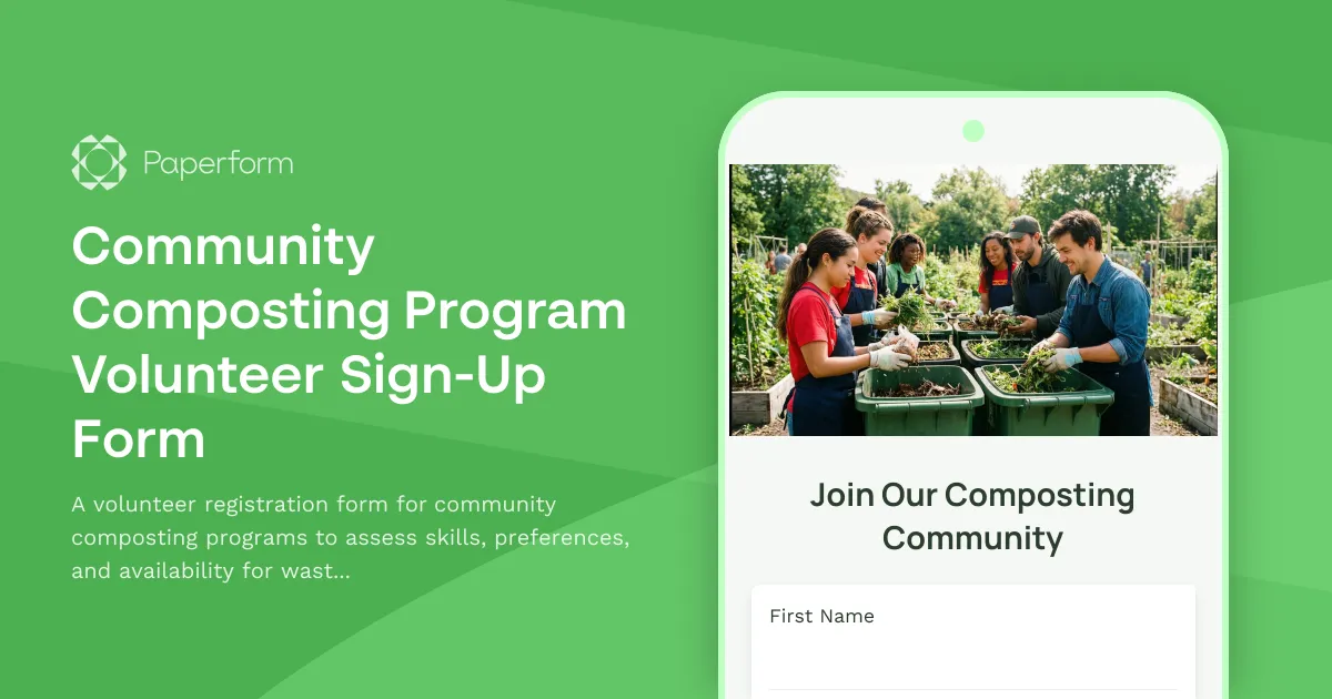 Community Composting Program Volunteer Sign-Up Form