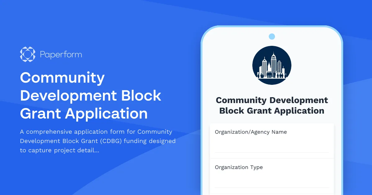 Community Development Block Grant Application