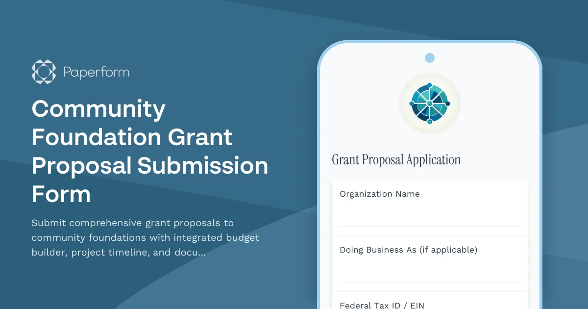 Community Foundation Grant Proposal Submission Form