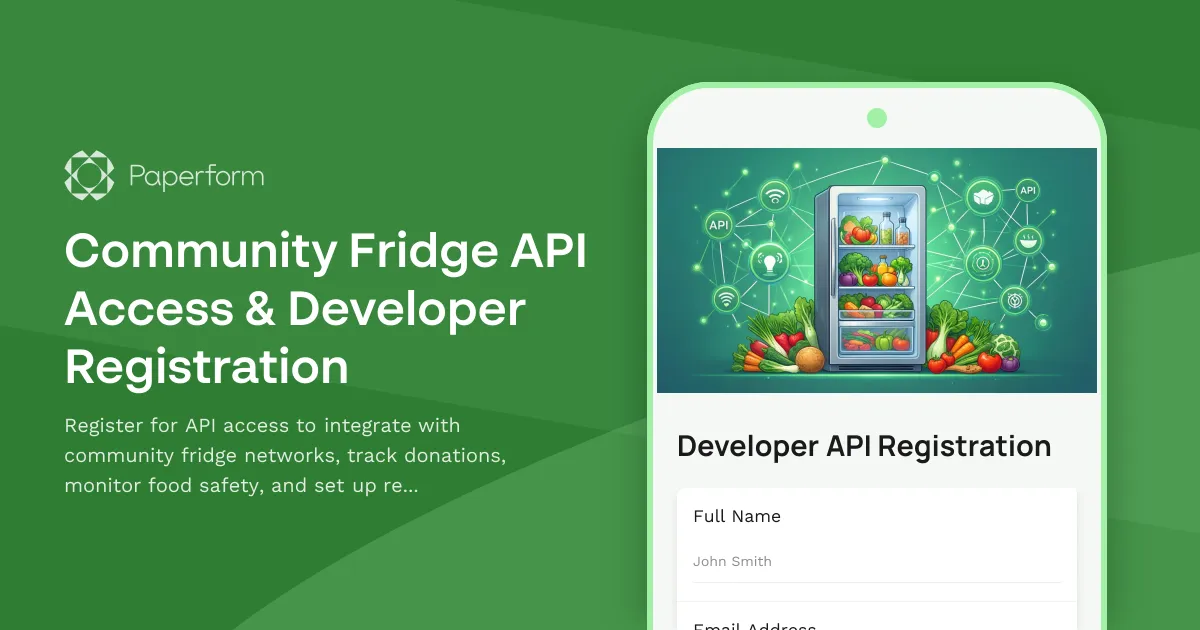 Community Fridge API Access & Developer Registration