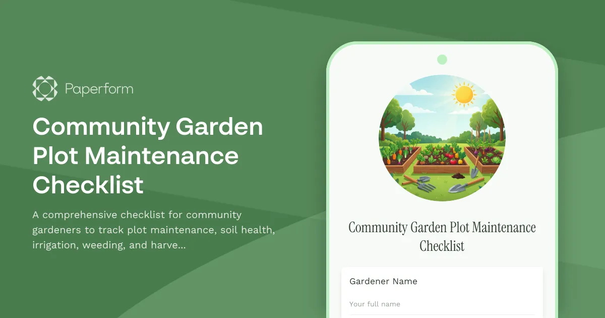 Community Garden Plot Maintenance Checklist