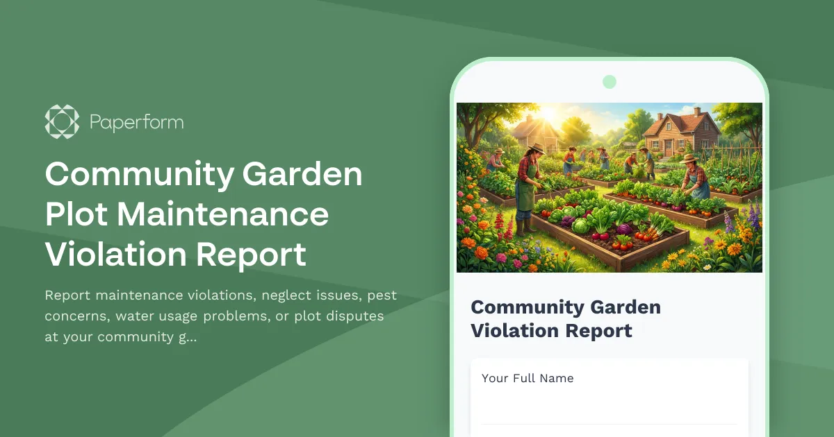 Community Garden Plot Maintenance Violation Report