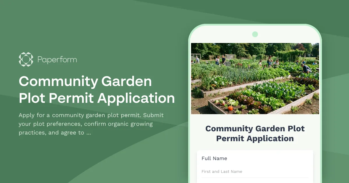 Community Garden Plot Permit Application