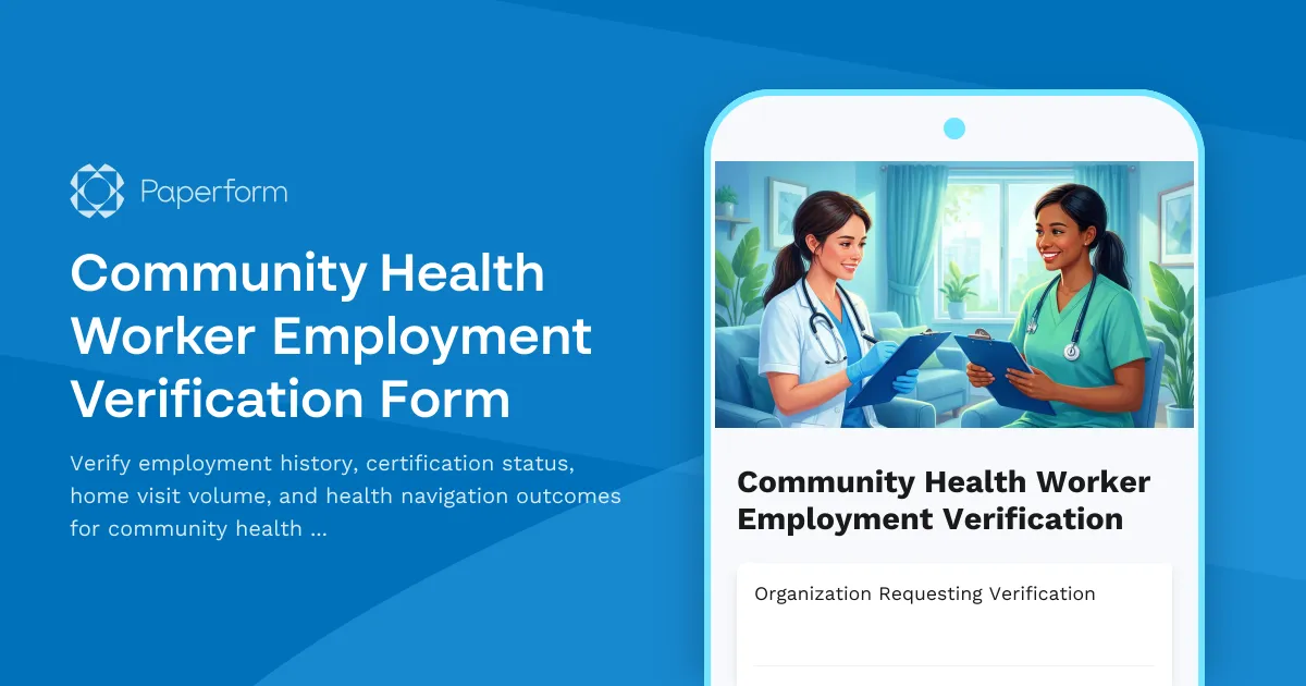 Community Health Worker Employment Verification Form