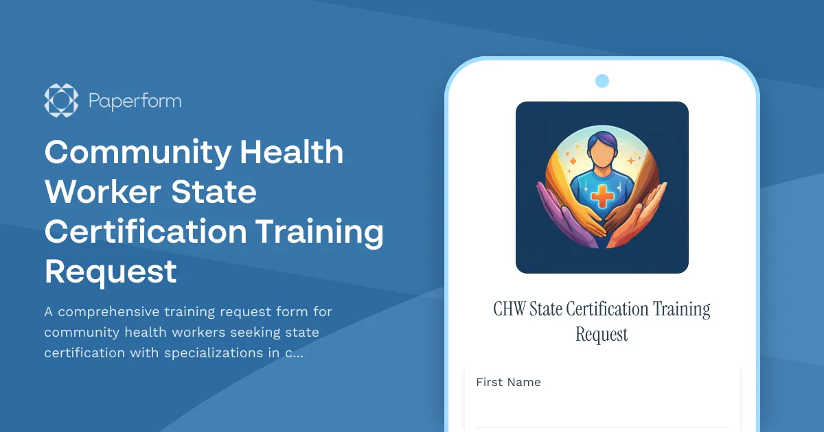 Community Health Worker State Certification Training Request