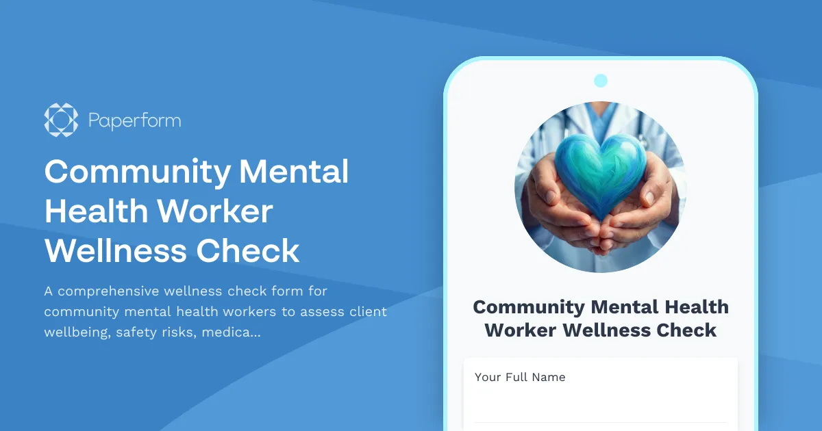 Community Mental Health Worker Wellness Check