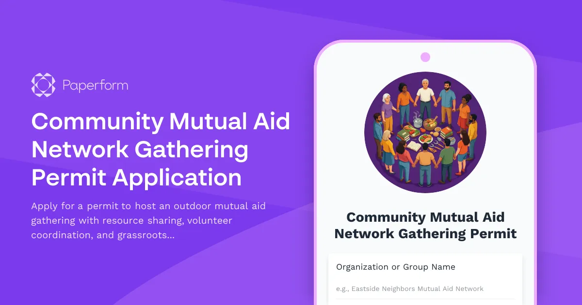Community Mutual Aid Network Gathering Permit Application
