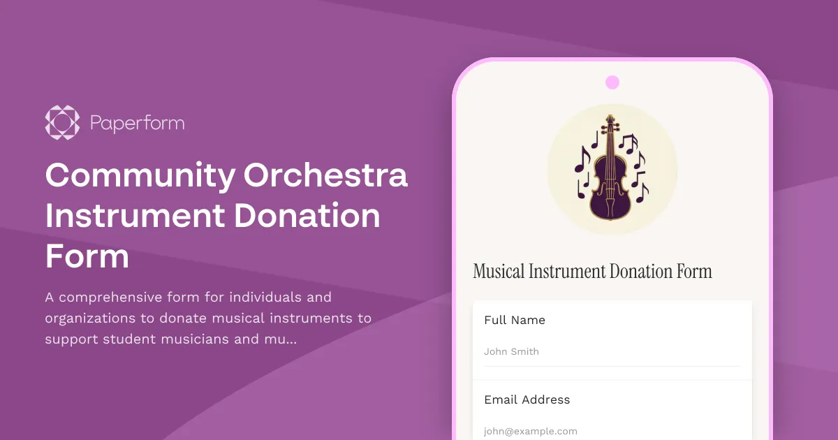 Community Orchestra Instrument Donation Form