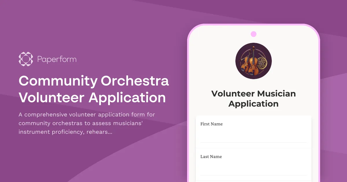 Community Orchestra Volunteer Application