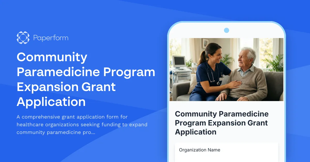 Community Paramedicine Program Expansion Grant Application