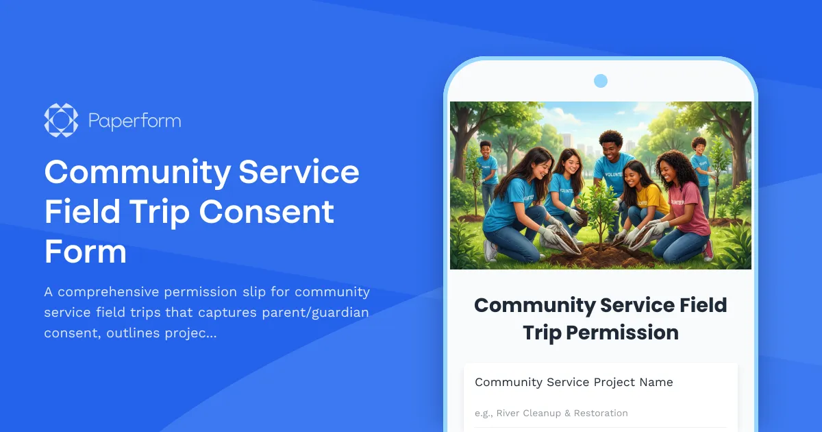 Community Service Field Trip Consent Form
