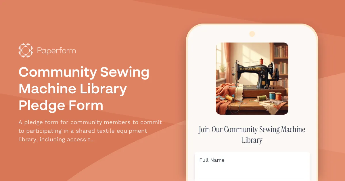 Community Sewing Machine Library Pledge Form