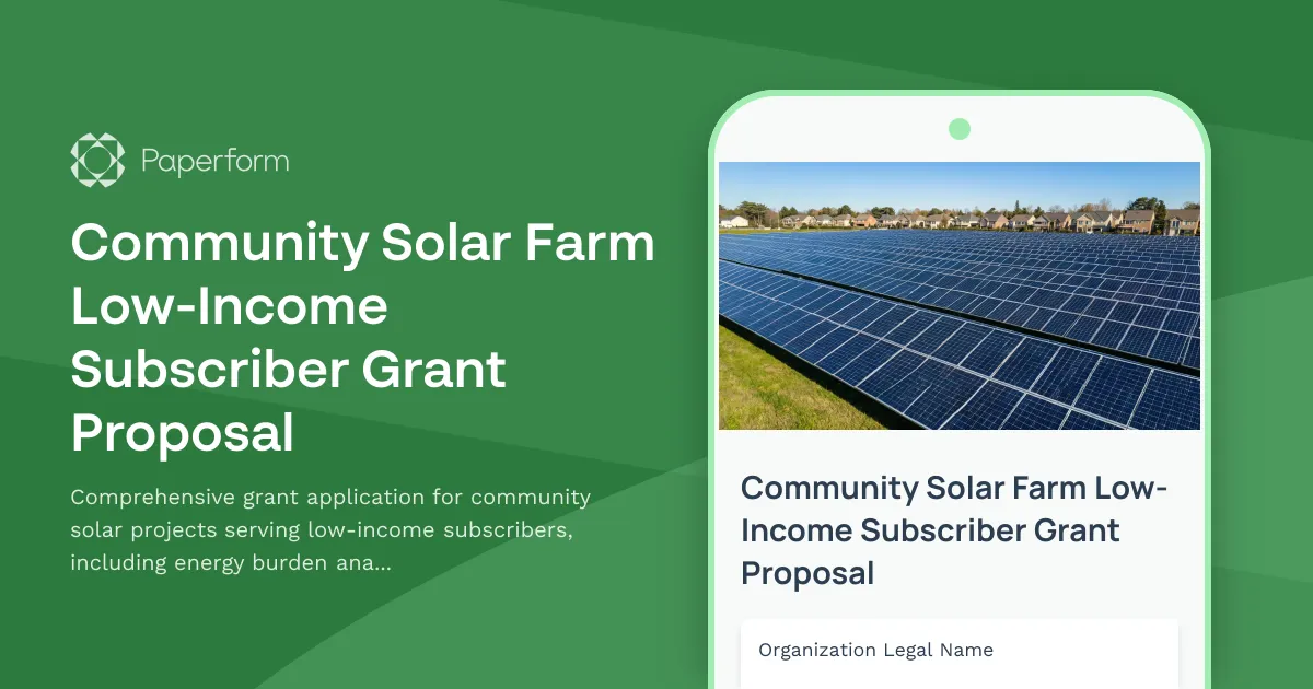 Community Solar Farm Low-Income Subscriber Grant Proposal