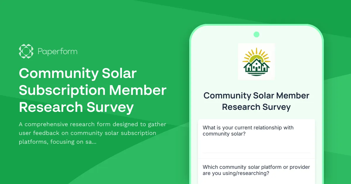 Community Solar Subscription Member Research Survey