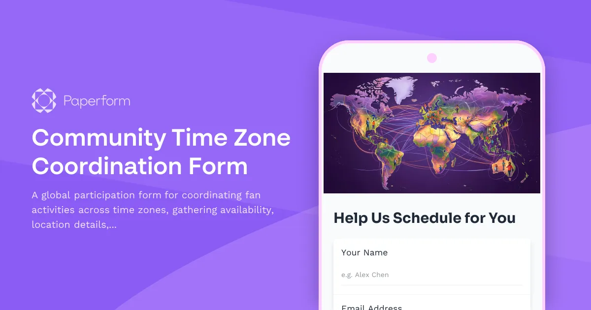 Community Time Zone Coordination Form