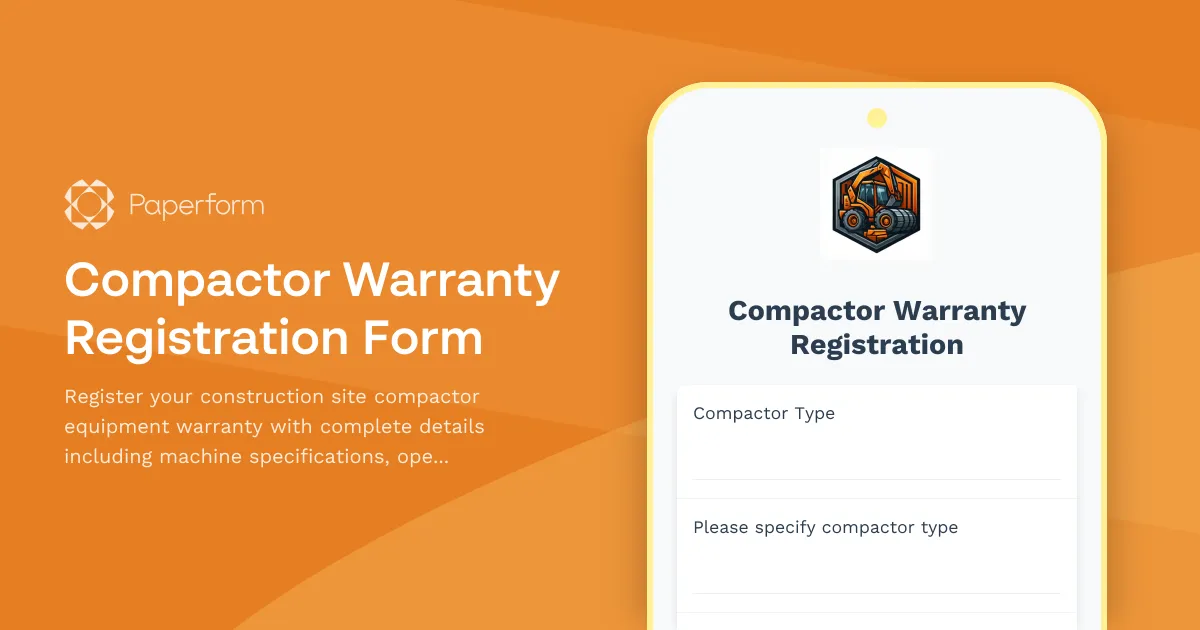 Compactor Warranty Registration Form