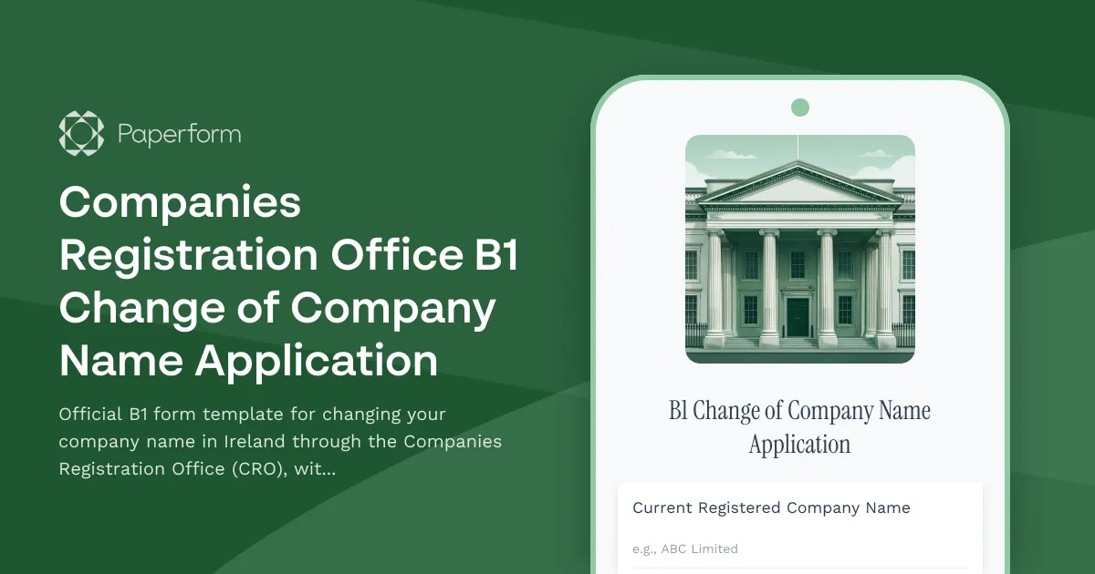 Companies Registration Office B1 Change of Company Name Application