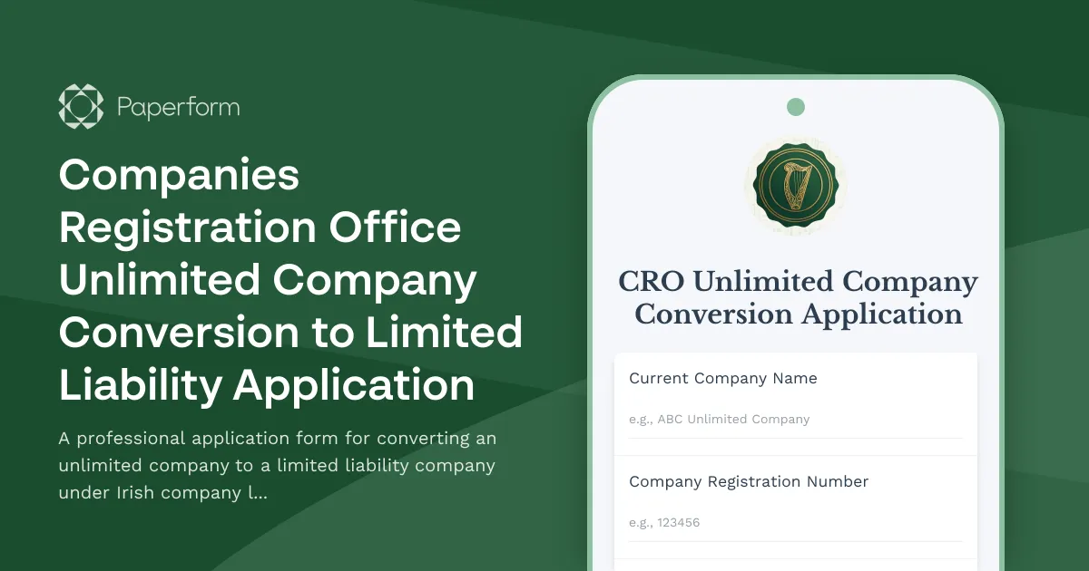 Companies Registration Office Unlimited Company Conversion to Limited Liability Application