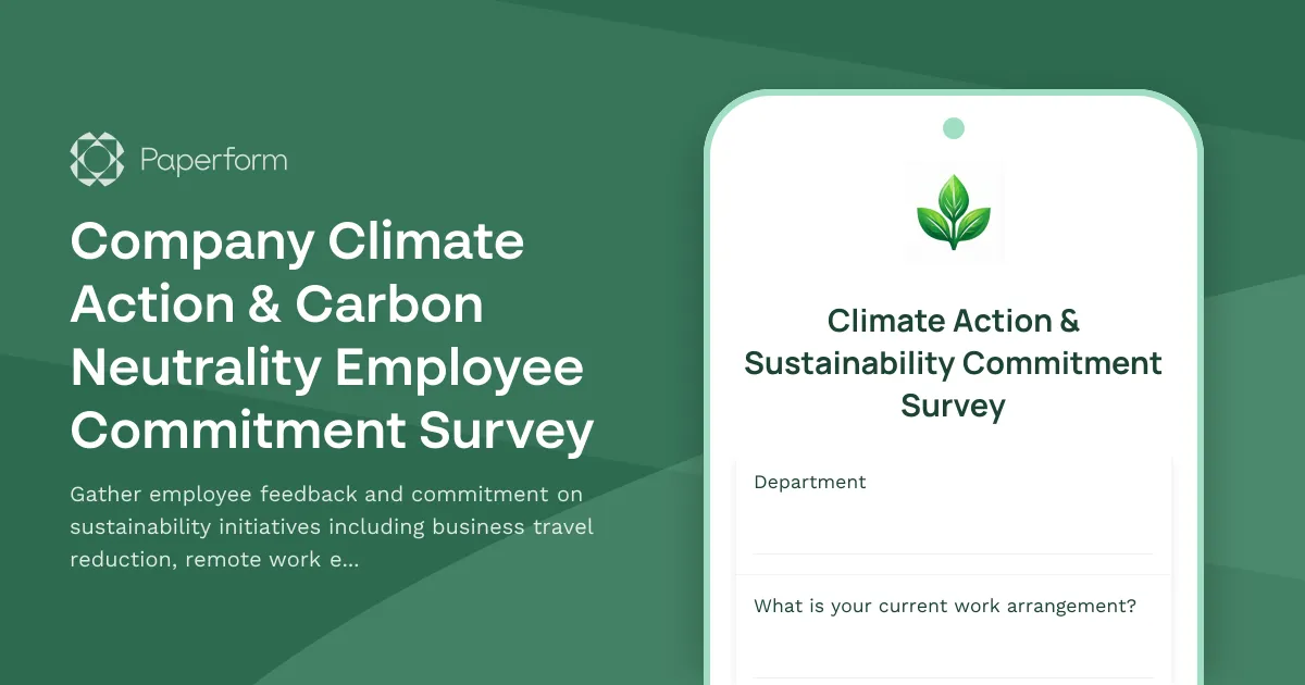 Company Climate Action & Carbon Neutrality Employee Commitment Survey
