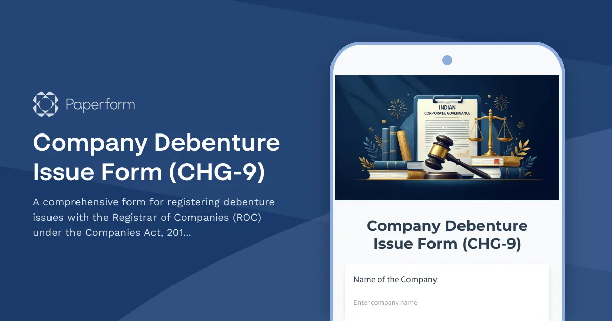 Company Debenture Issue Form (CHG-9)