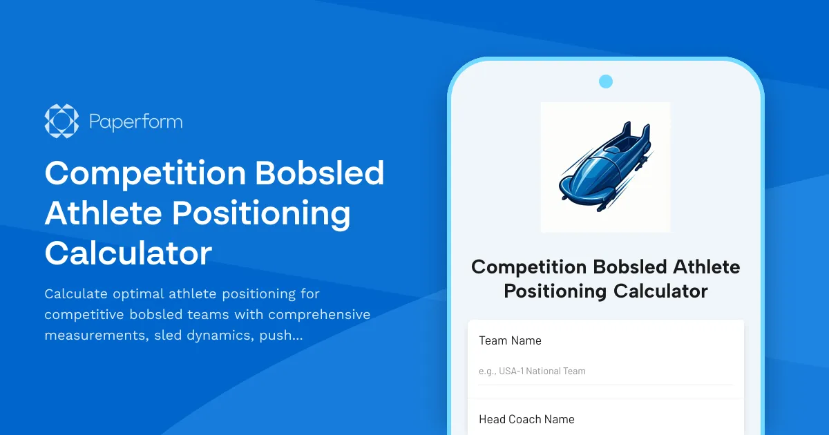 Competition Bobsled Athlete Positioning Calculator