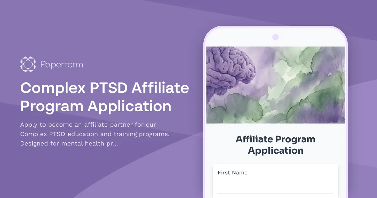 Complex PTSD Affiliate Program Application