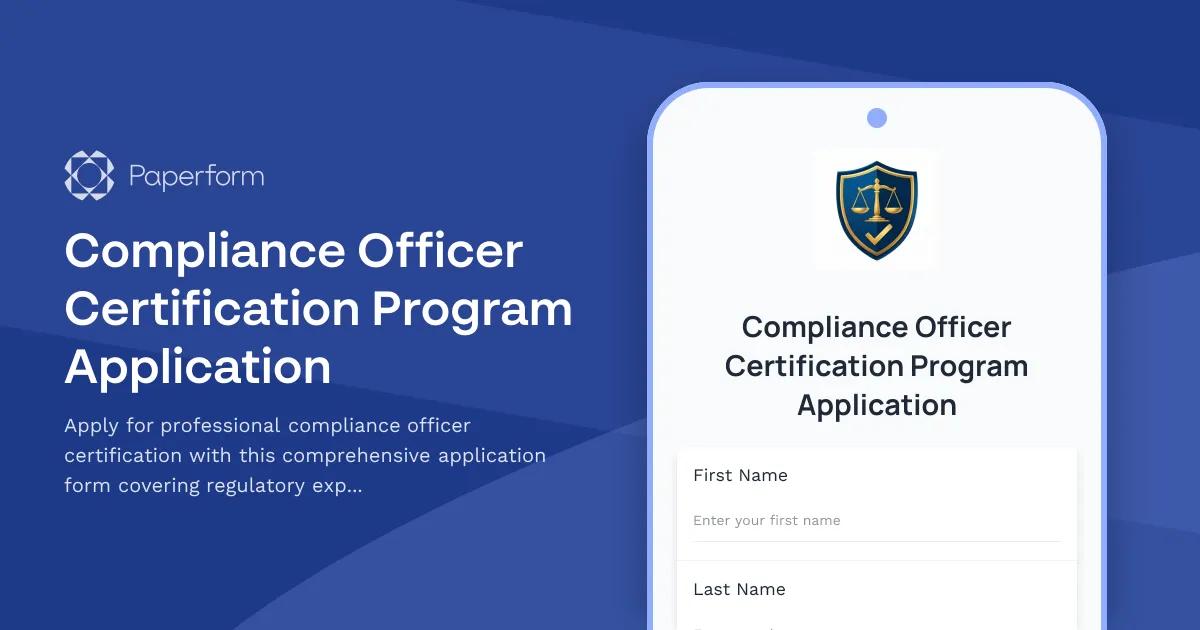 Compliance Officer Certification Program Application