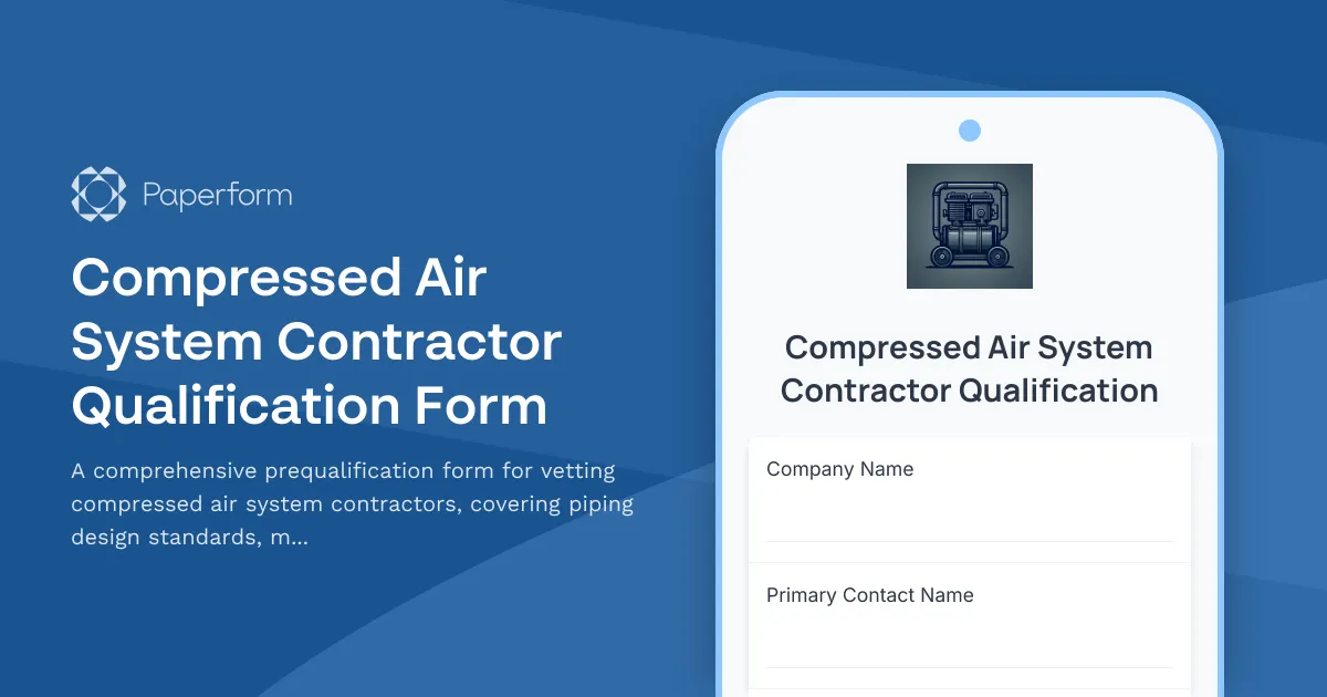 Compressed Air System Contractor Qualification Form
