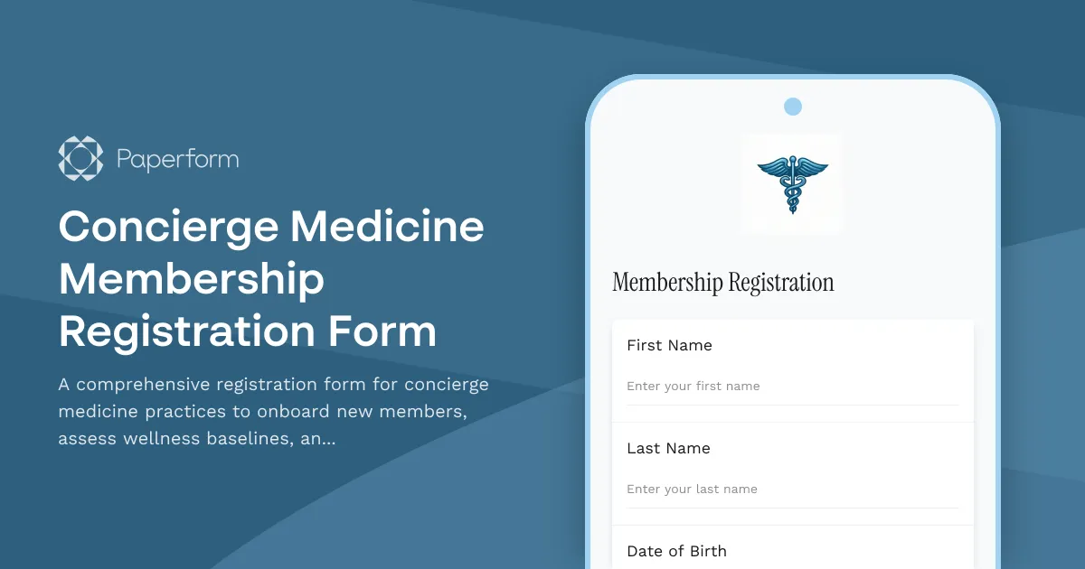 Concierge Medicine Membership Registration Form