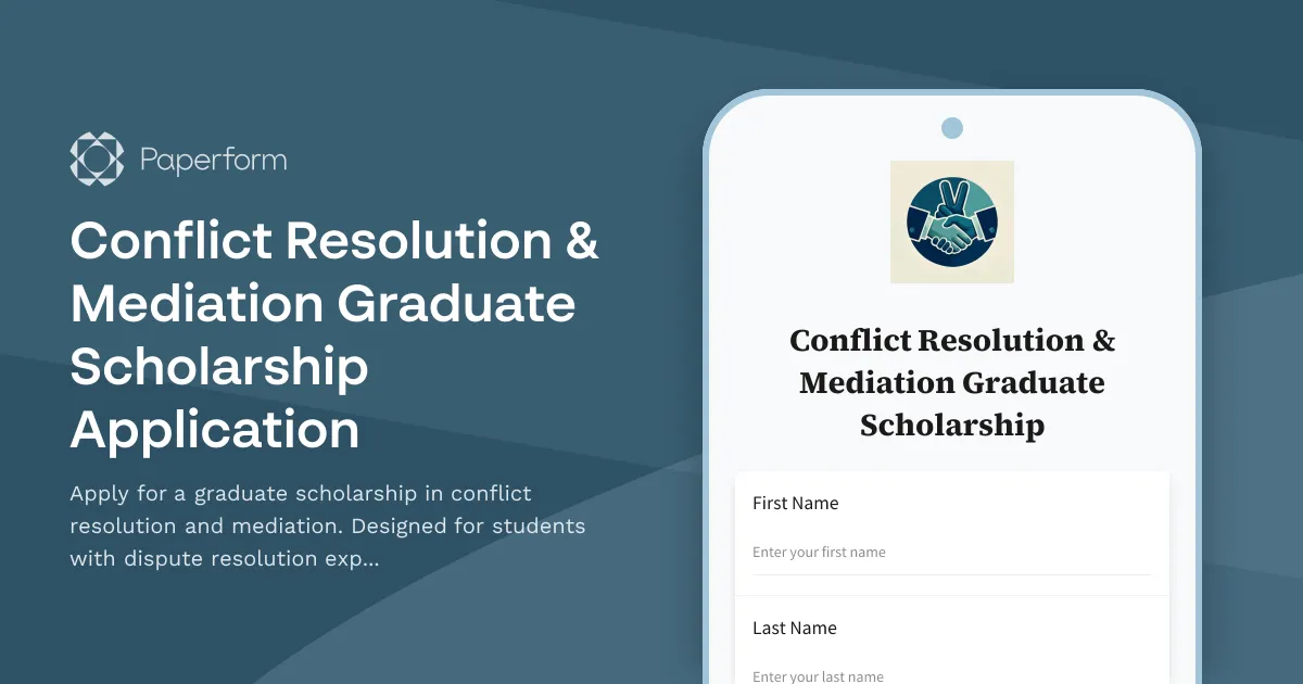 Conflict Resolution & Mediation Graduate Scholarship Application