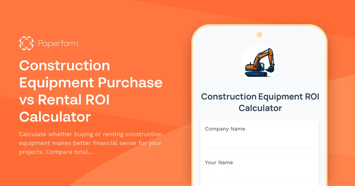 Construction Equipment Purchase vs Rental ROI Calculator