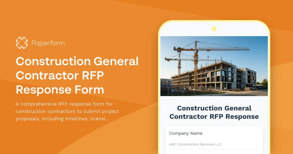 Construction General Contractor RFP Response Form