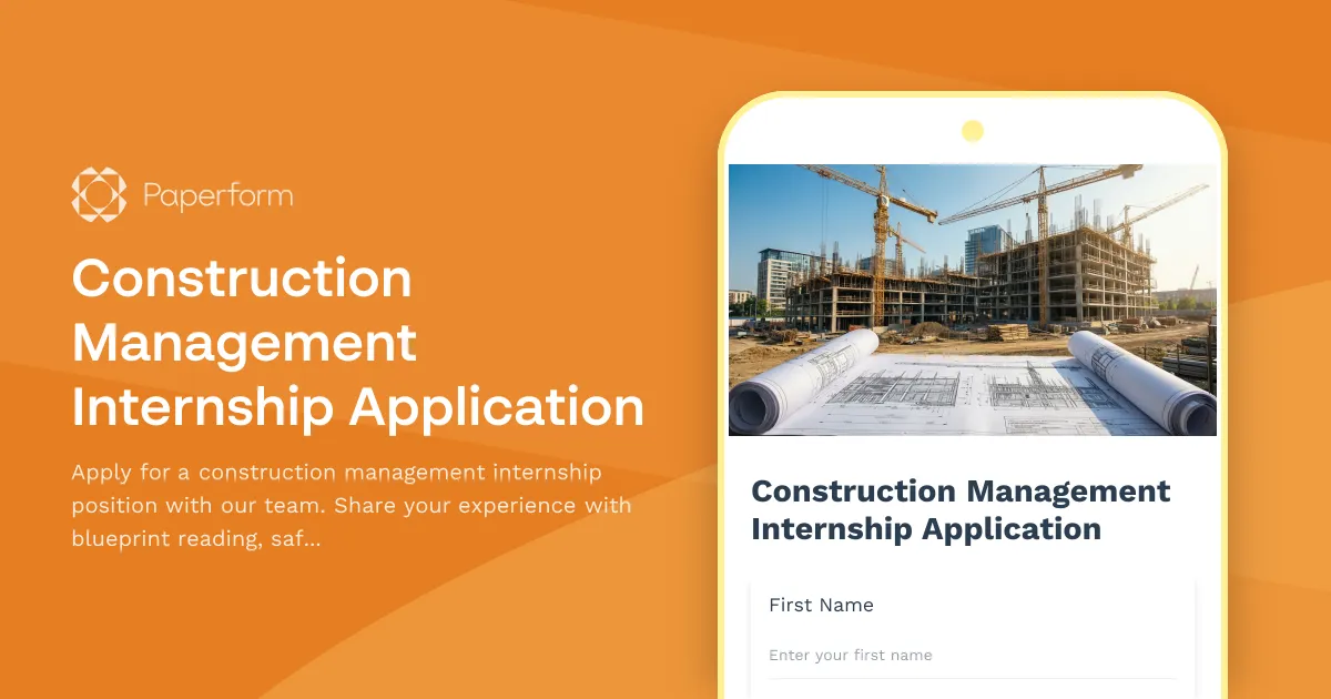 Construction Management Internship Application