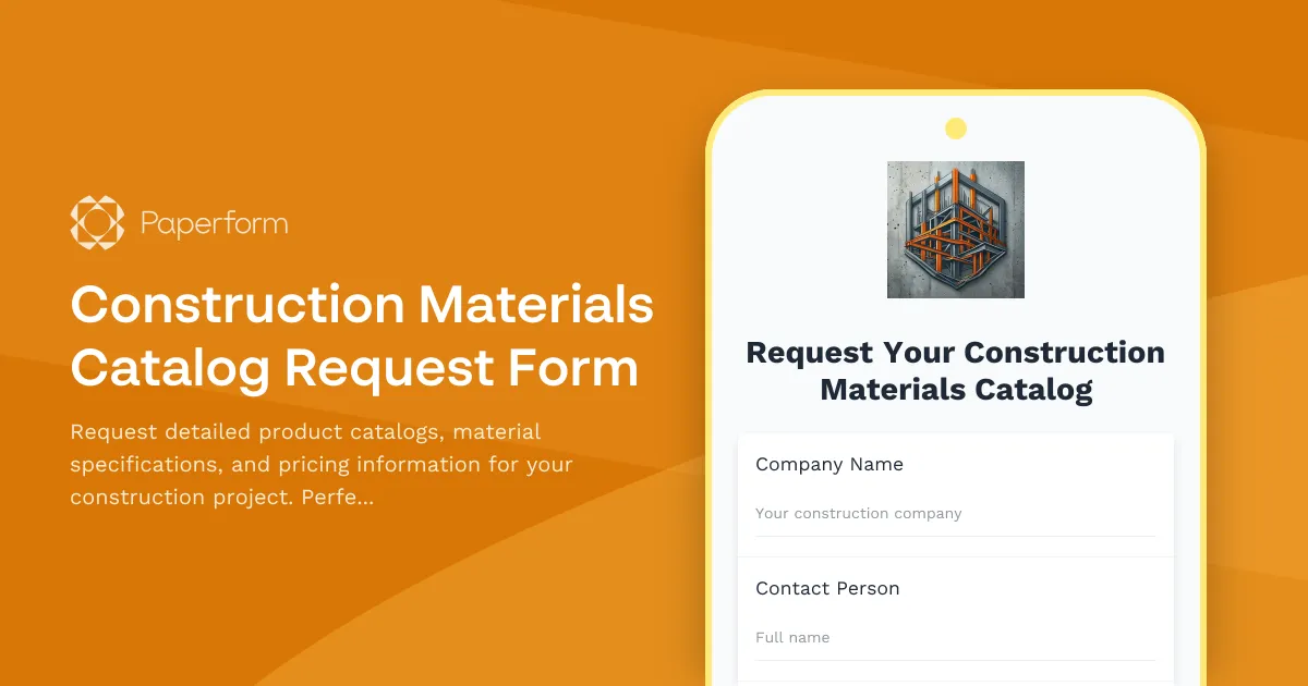 Construction Materials Catalog Request Form
