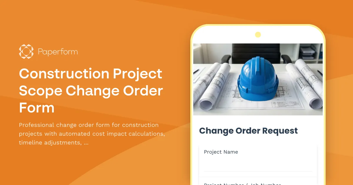 Construction Project Scope Change Order Form