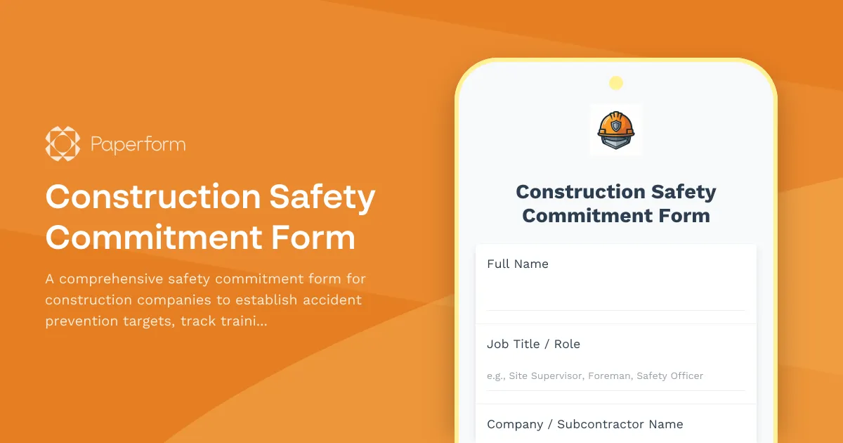 Construction Safety Commitment Form