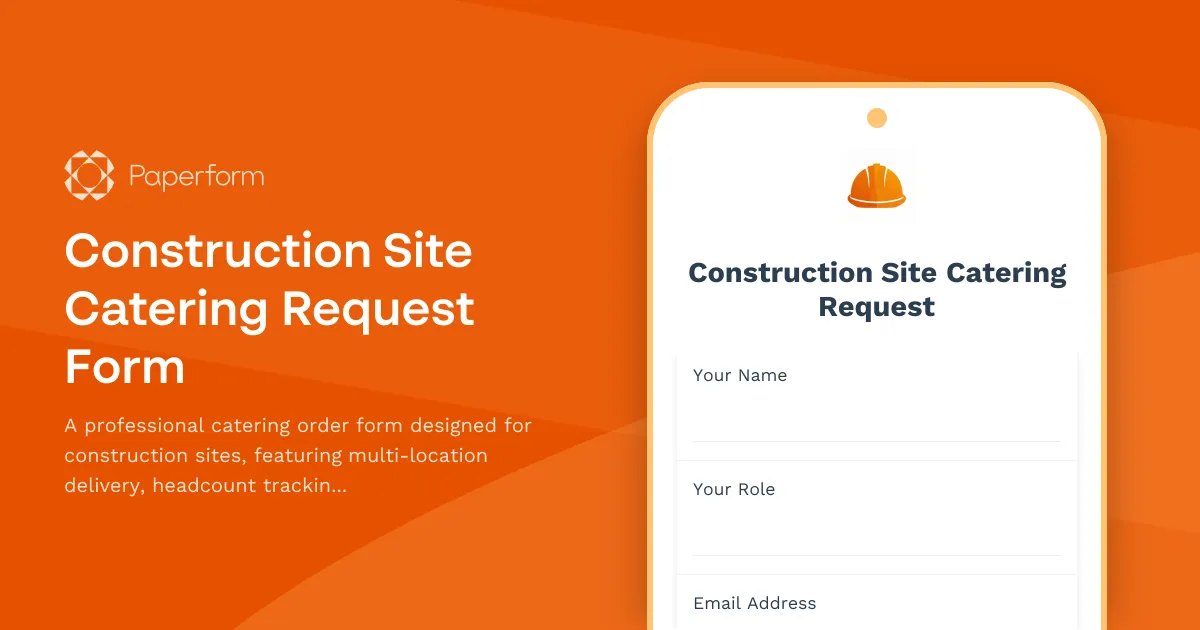 Construction Site Catering Request Form