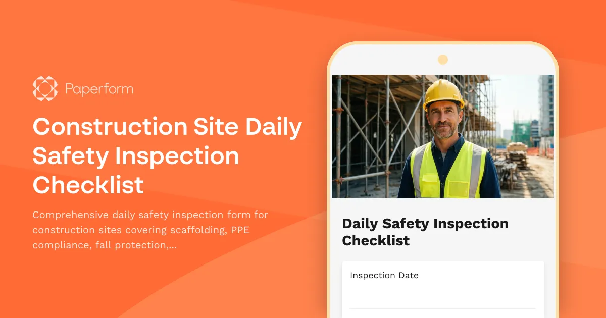 Construction Site Daily Safety Inspection Checklist