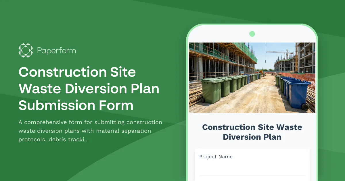 Construction Site Waste Diversion Plan Submission Form