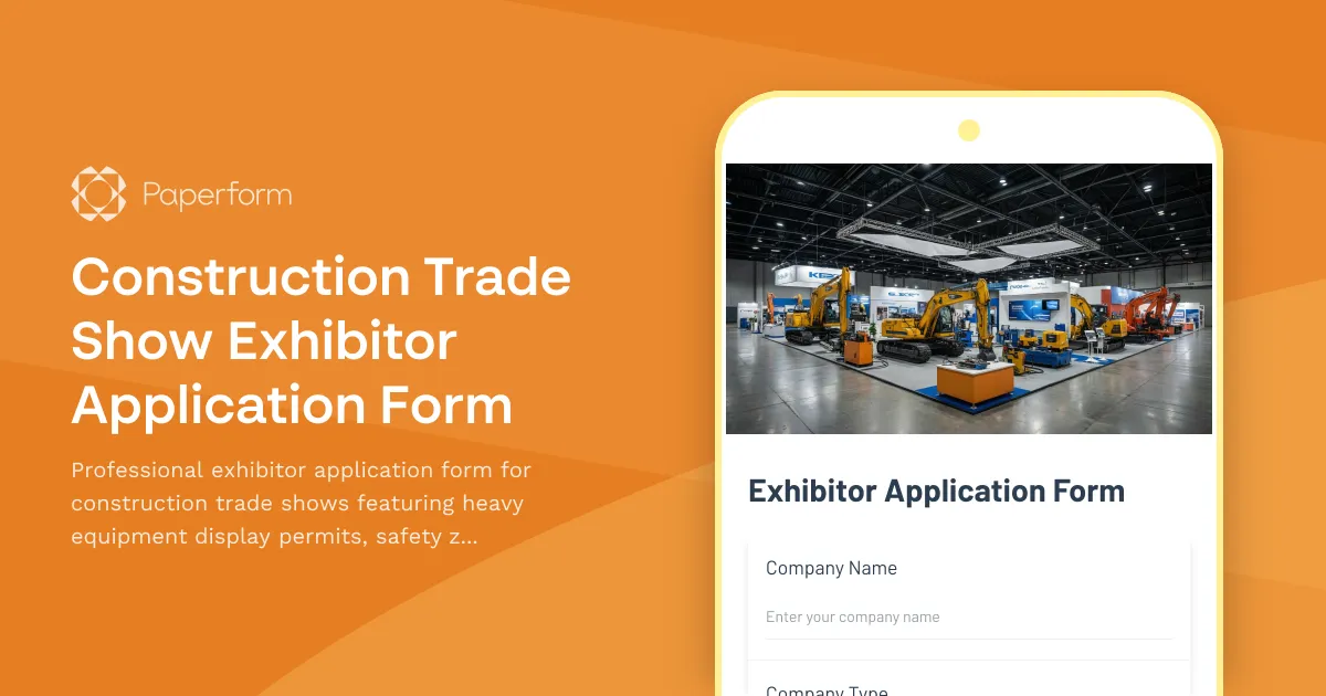 Construction Trade Show Exhibitor Application Form