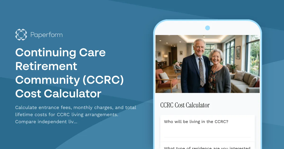 Continuing Care Retirement Community (CCRC) Cost Calculator