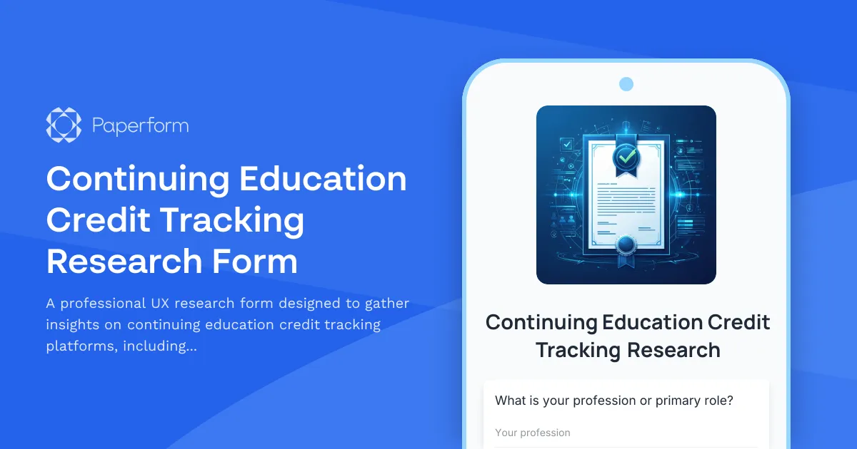Continuing Education Credit Tracking Research Form