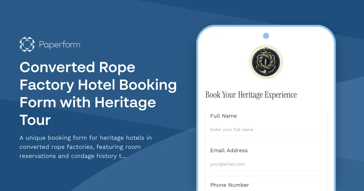Converted Rope Factory Hotel Booking Form with Heritage Tour