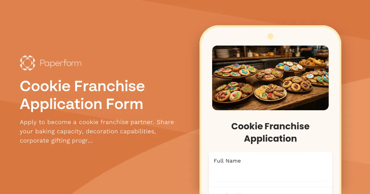 Cookie Franchise Application Form