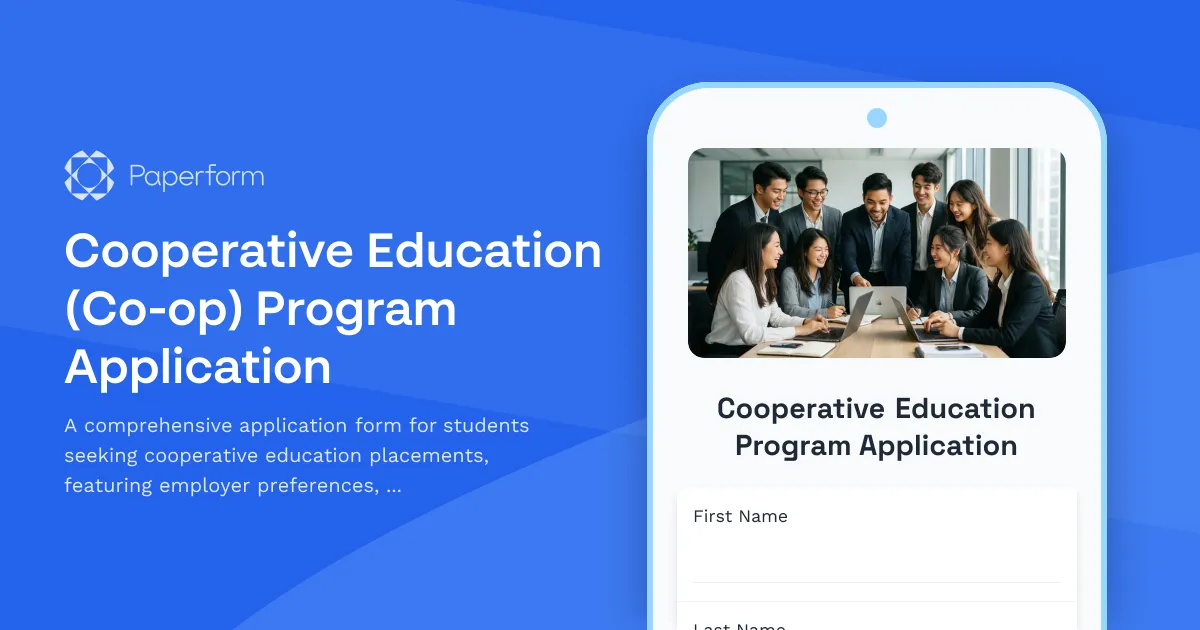 Cooperative Education (Co-op) Program Application