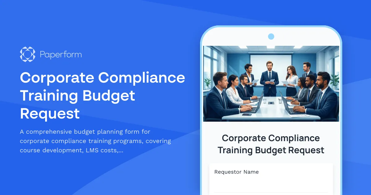 Corporate Compliance Training Budget Request