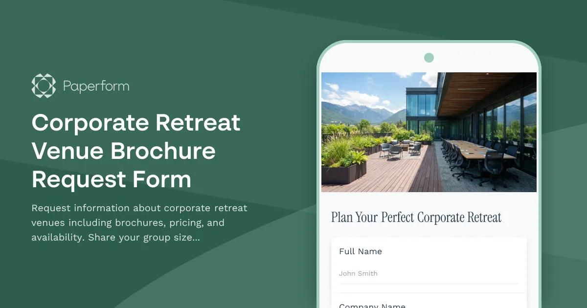 Corporate Retreat Venue Brochure Request Form