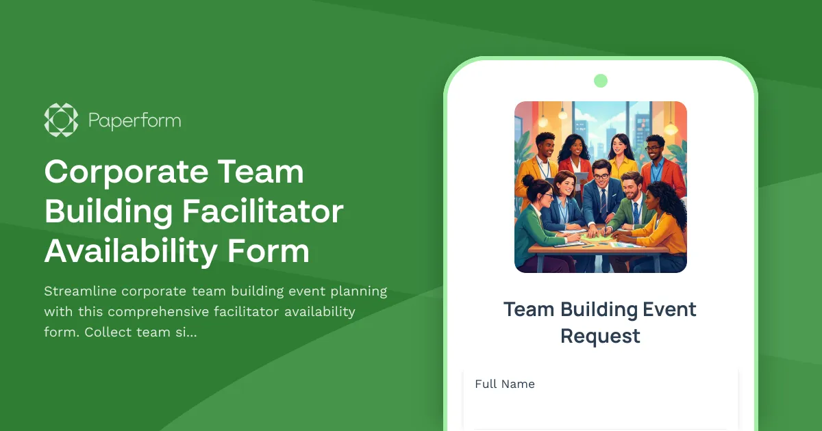 Corporate Team Building Facilitator Availability Form