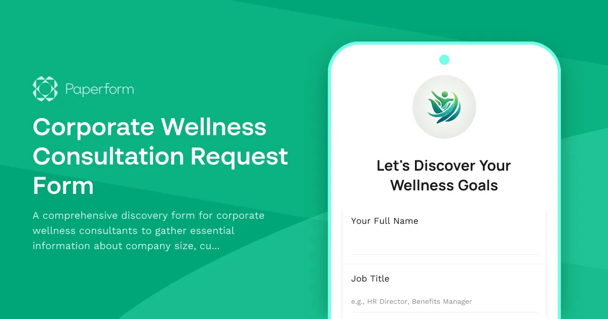 Corporate Wellness Consultation Request Form