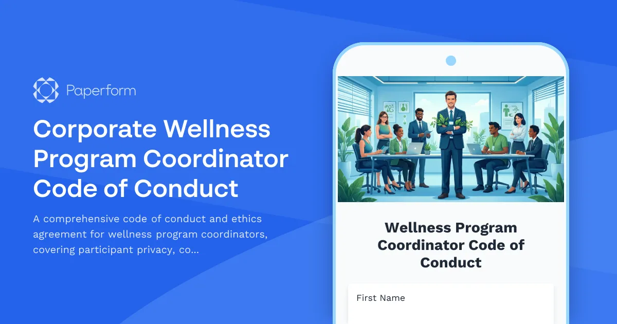 Corporate Wellness Program Coordinator Code of Conduct